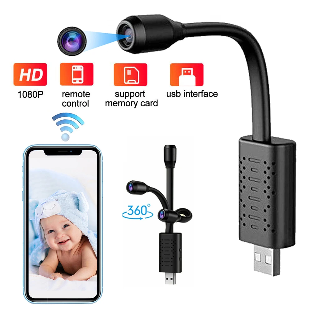 

HD 1080P Smart Wifi USB Mini Camera Real-time Surveillance IP Cam With Hidden AI Human Detection Loop Recording Video Recorder