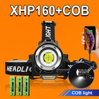new upgrade xhp160cob powerful led headlamp 18650 xhp90 usb rechargeable head flashlight super bright zoom fishing head lamp
