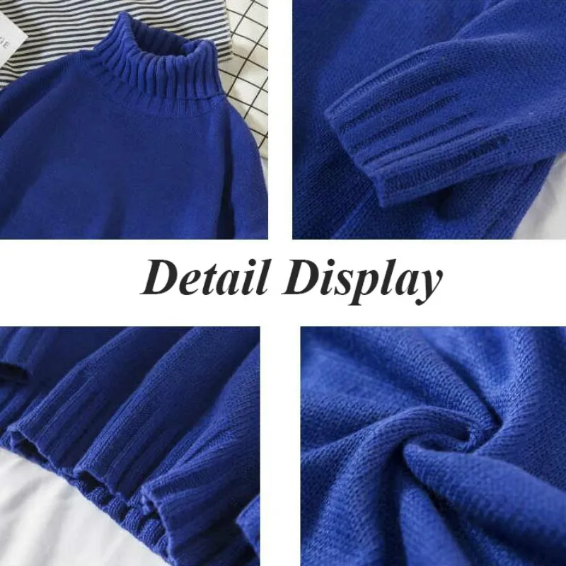 

Pullovers Men Turtleneck Sweaters Mens Loose Ins Harajuku Korean Trendy Students Knitted Multi-color Simple All-match Plus-size