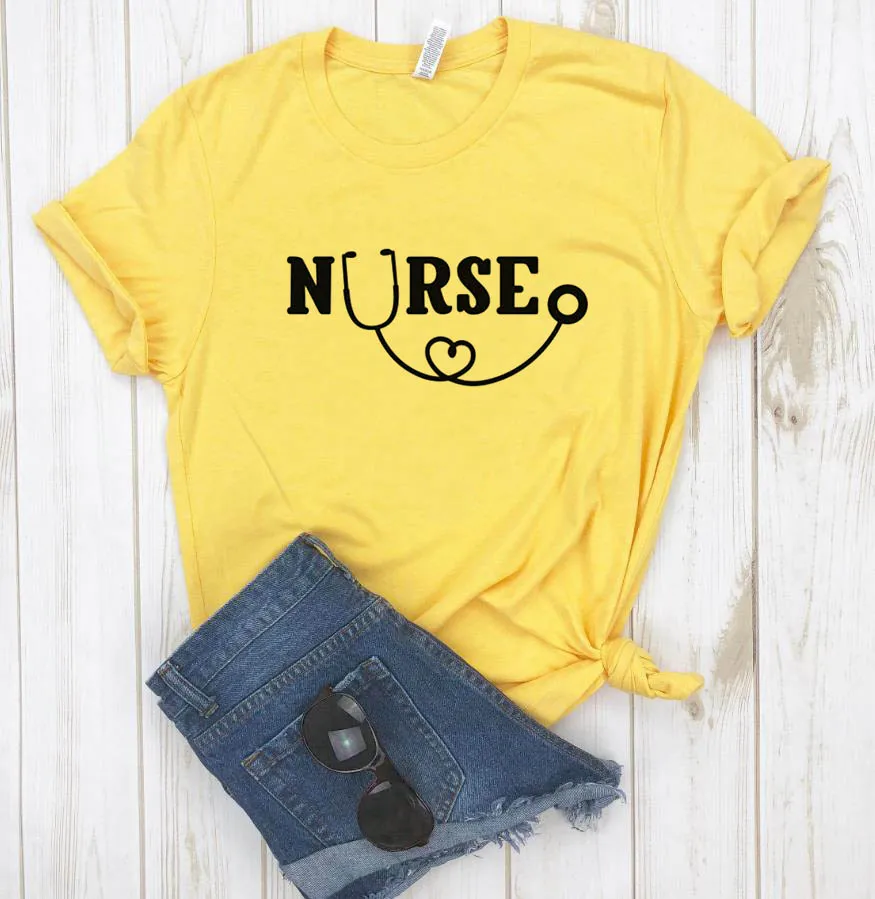 

Shirt for Lady Top Tee Tumblr Hipster 6 Colors Nurse Letters Print Women T Shirt Drop Ship Cute