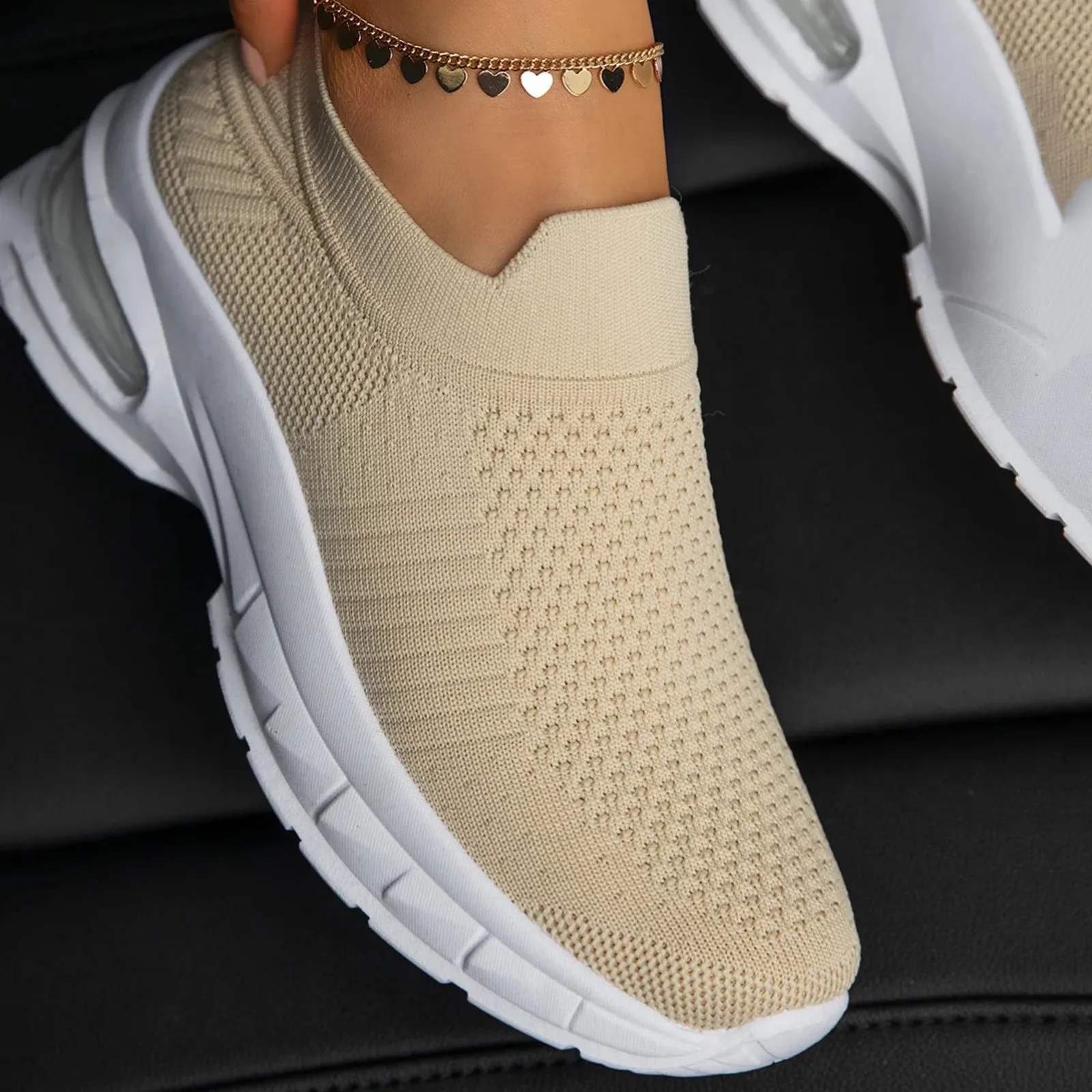 Summer Women's Fashion Casual Solid Color Mesh Breathable Wedges Slip On Sneakers Outdoor Running Shoes Zapatillas Plus Size#g4 | Спорт и