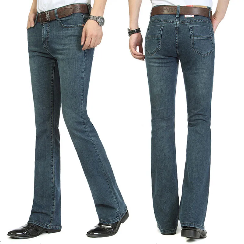 Джинсы мужские в стиле ретро Винтажные эластичные расклешенные брюки клеш