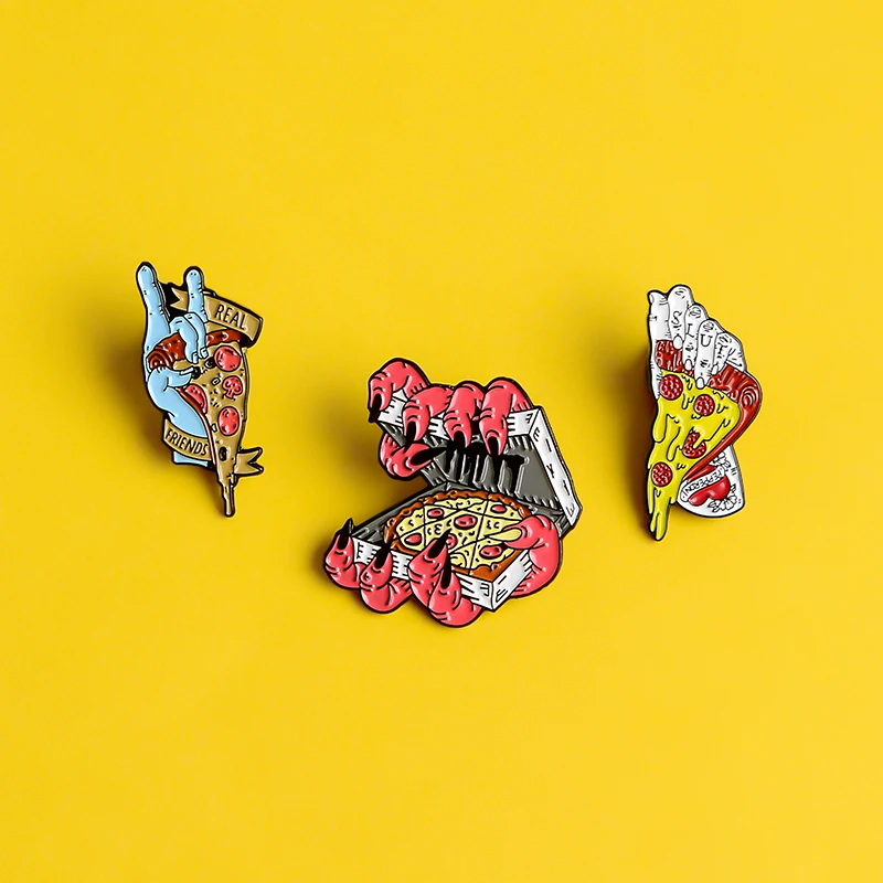 Devil treat you eat pizza эмалированные булавки настоящие друзья значки панк руки броши на