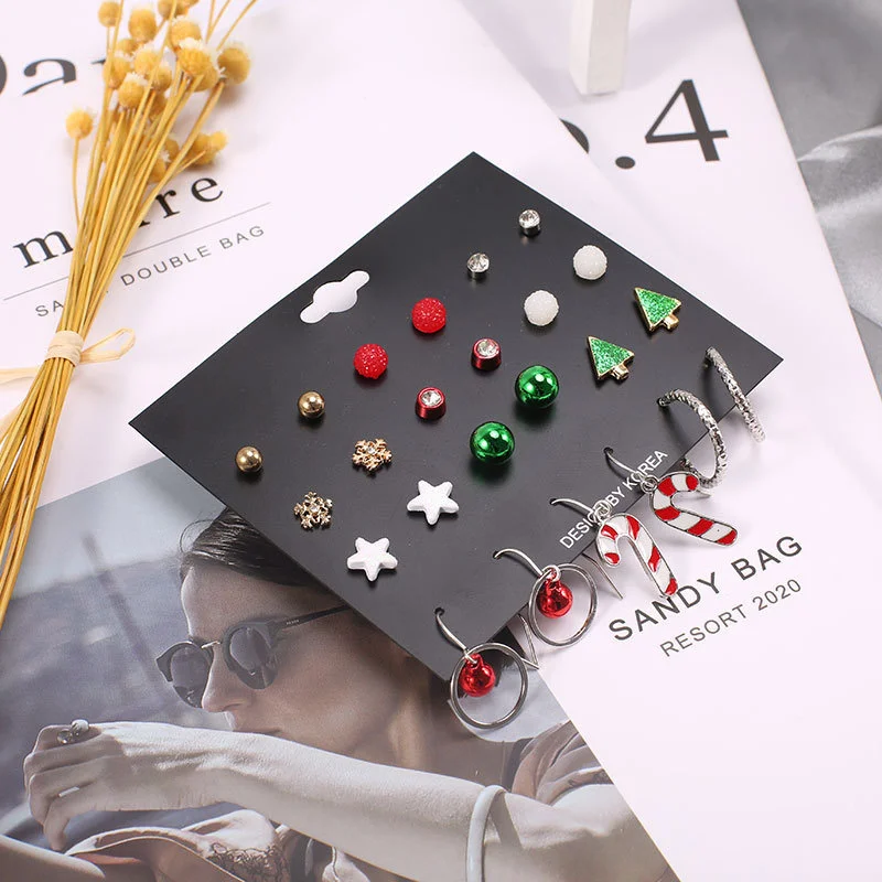 Christmas Stud Earrings For Women Santa Claus Snowflake Earrings Women Accessories Gift Fashion Jewelry Wholesale New Years 2021
