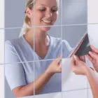 Зеркальные настенные стикеры 16 шт.компл., наклейка, самоклеящаяся бельевая пленка для домашнего декора ванной комнаты, зеркальные фольгированные наклейки на стену