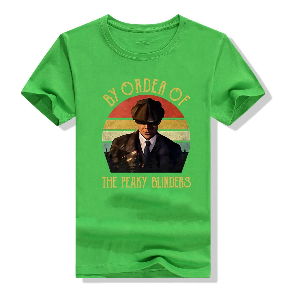 Arthur Shelby по заказу Peaky Blinders черная Хлопковая мужская S-6Xl Футболка с принтом на заказ - Цвет: Зеленый