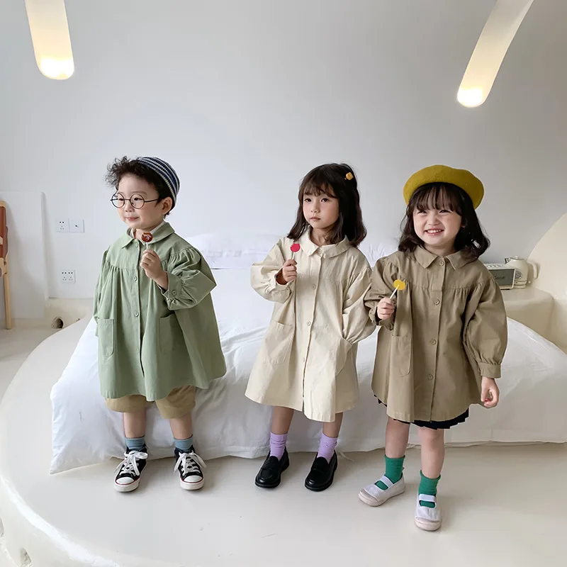 Корейские Стильные демисезонные свободные кукольные пальто для девочек Милые