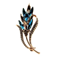 1950s vintage style blue rhinestone leaf pins broaches bouquet women formal affairs holiday special occasions birthday jewelry