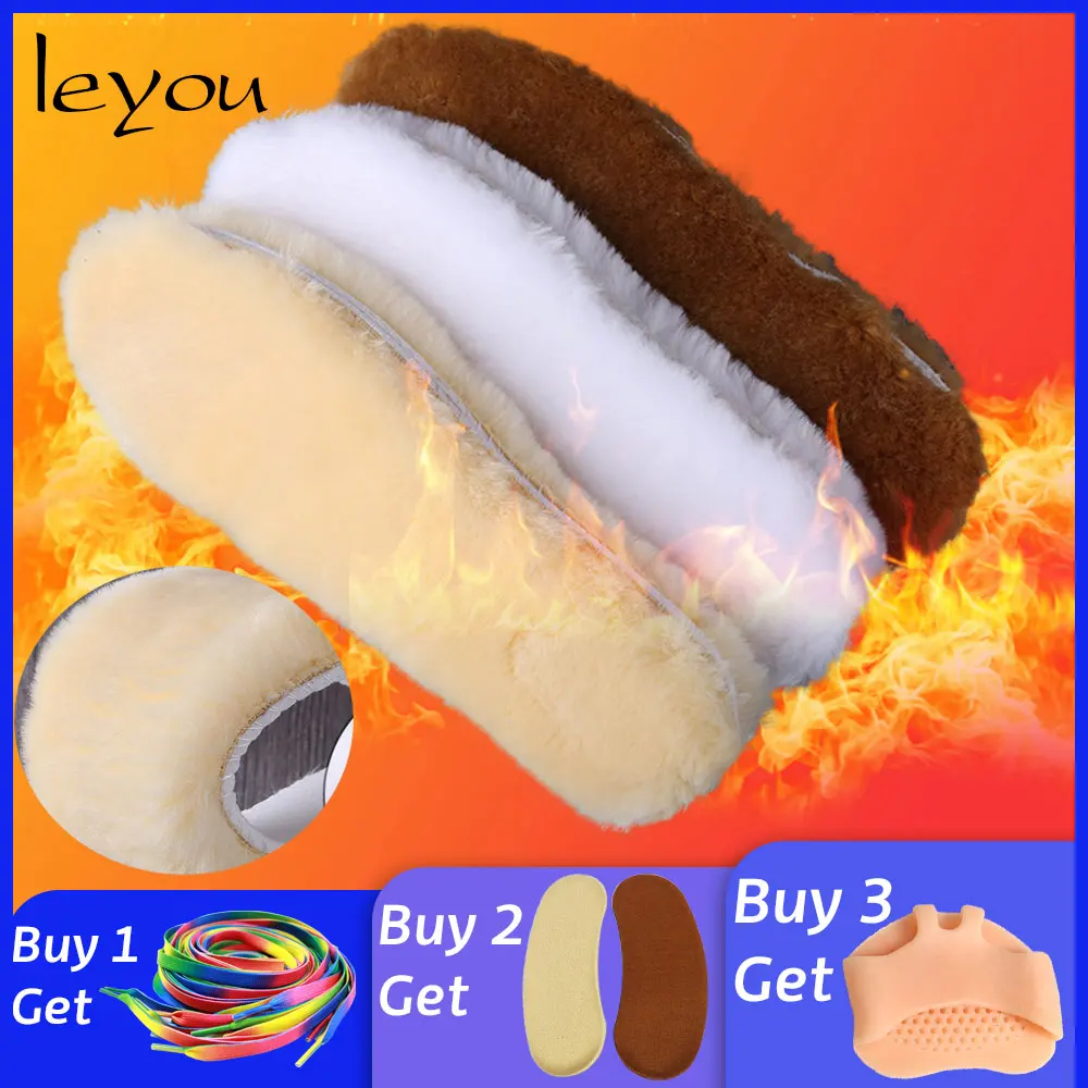 Стельки Leyou унисекс из искусственной овечьей шерсти зимние меховые мягкие