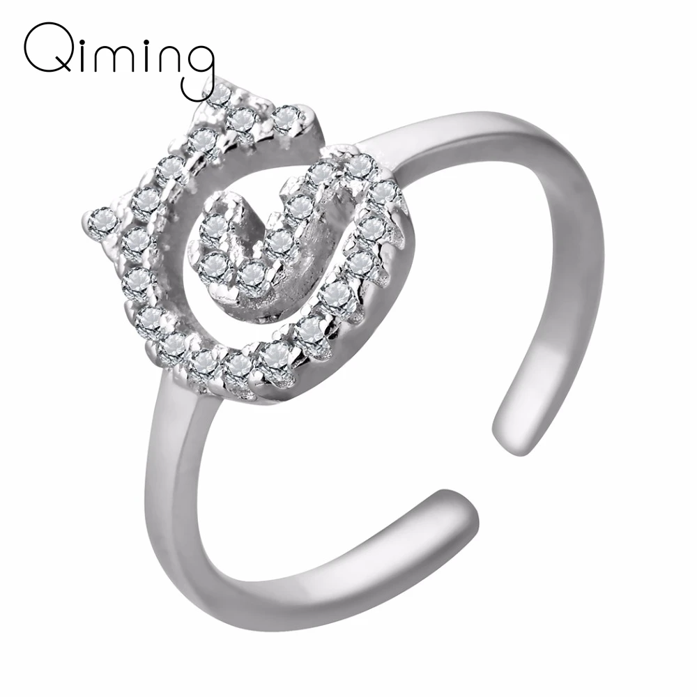 2019 милые кольца с кошачьими ушками и животными женские хрустальные разомкнутое