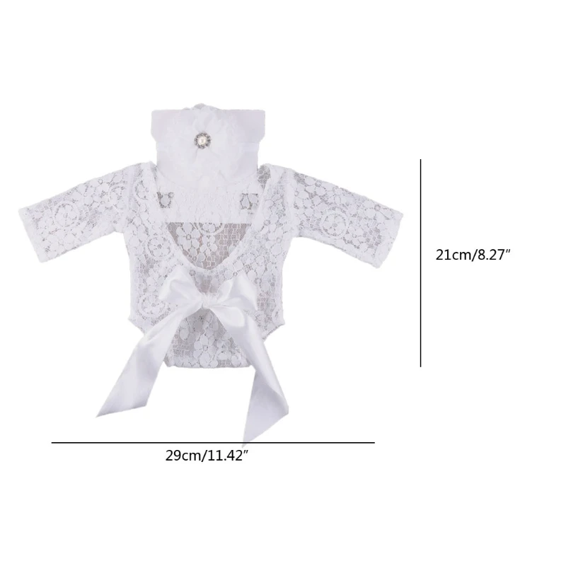 

23GD Baby Lace Romper+Headband Set Newborn Photography Props Bodysuit Jumpsuit Outfit