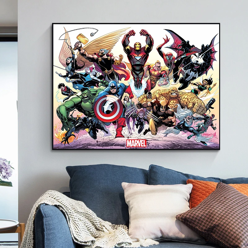 

Canvas Painting Cartoons Marvel Avengers Comics Superhero Poster Wall Art Print Wall Picture for Living Room Bedroom Decoration