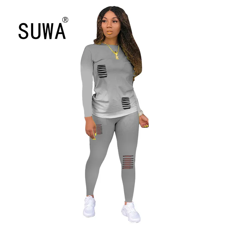

tracksuit women two piece lounge sets long sleeve t-shirt top + high waist skinny joggers pants sweatpants sweat suit