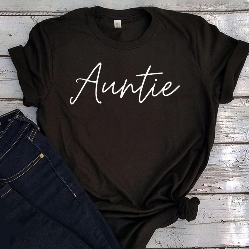 

Auntie Shirt Aunt Gift 2021 Pregnancy Announcement Tshirt Harajuku Womens Clothing Aunt Life Summer Gift for Auntie Letter XL