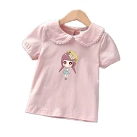 girls cute t shirt summer baby lace peter pan collar short sleevethin tops tees childrens clothing 1 2 3 4 5 6 years