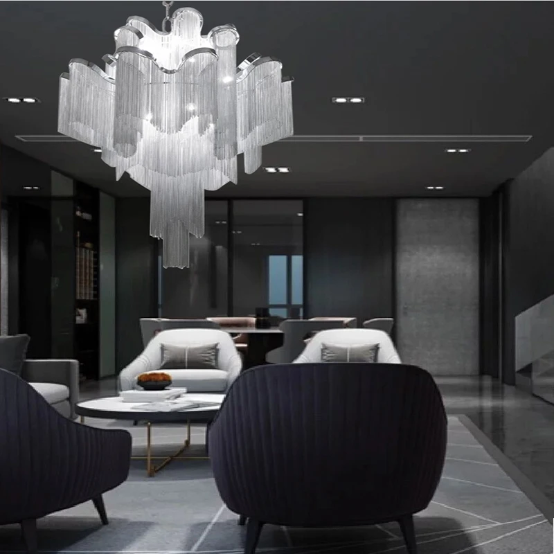 

Modern Luxury Tassel Chain Led Pendant Lights Living Room Lamp Creative Hotel Villa Bedroom Restaurant Interior Lighting Luster