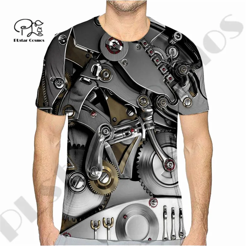 

PLstar Cosmos Newest 3DPrint Steampunk Gear Machine Art Unique T-shirt Unisex Casual Funny Streetwear Summer Short Sleeve Style1