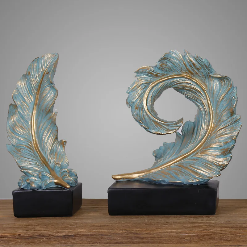 

Retro Resin Decoration Creative Feather Sculpture Crafts Modern Home Decor Accessories living room Ornament Wedding Gifts