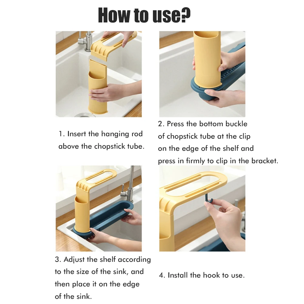 

Adjustable Telescopic Sink Storage Rack Sink Storage Holder With Drain Holes For Towel Bar Sponge Soap Holder For Kitchen