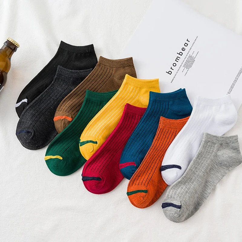 Модные однотонные носки для женщин и мужчин Хлопковые короткие Повседневные