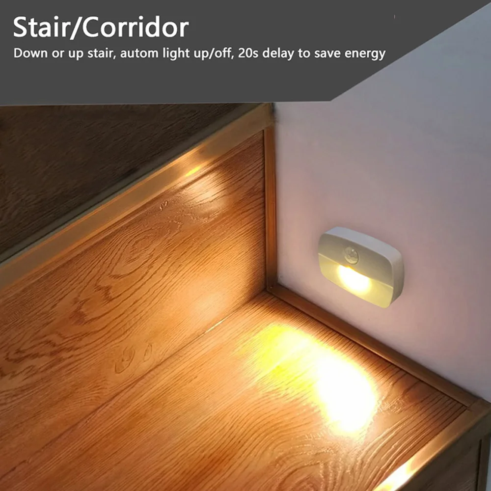 

Светодиодный ночник с пассивным ИК датчиком движения, настенный ночной Светильник для коридора, чулана, кабинета, лестницы, прихожей, спаль...