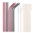 10 цветов, смешанные, 8 шт., зеркальные, с чистящей щеткой, набор для бара, вечеривечерние, 304, зеркальная нержавеющая сталь