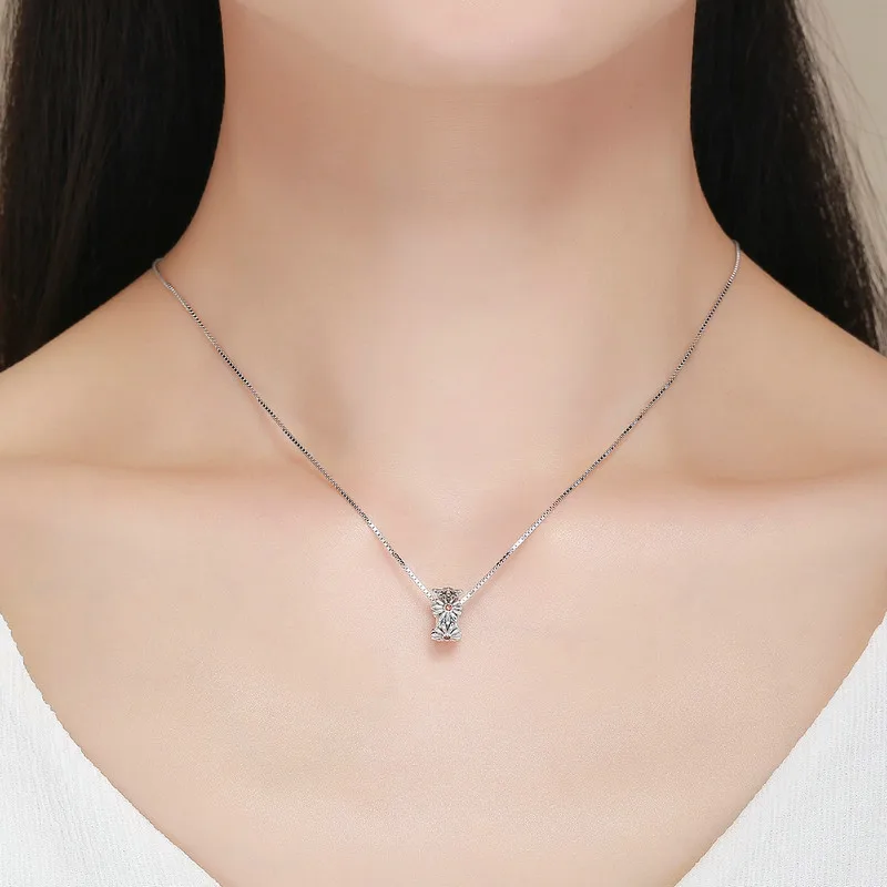 Женское колье из серебра 100% пробы с цветком Маргаритки|Бусины| |