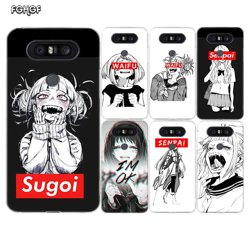 Sugoi семпай аниме Waifu чехол с крышкой и узором мягкий резиновый для LG Q8 Q7 Q6 G6 G7 G5 G4 V40