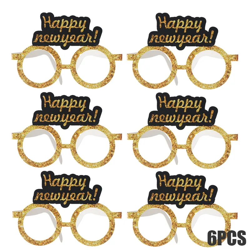 6pcs glasses Счастливый год воздушные шары-гирлянды баннер Рождество navidad Eve вечерние держатель для рук Штатив для фотостудии реквизит бутылки вина баллоны - Цвет: 6pcs glasses