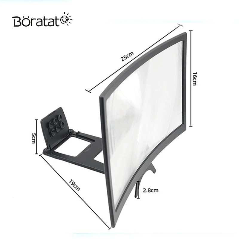 

12 Inch Curved Screen Amplifier Blu-Ray Ultra-Clear Surface Mobile Phone Screen Projection Cinema Amplifier Desktop Bracket