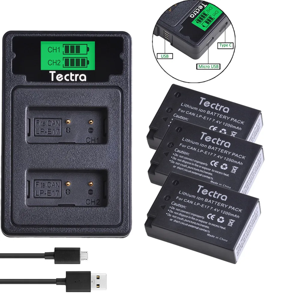 

LPE17 LP E17 LP-E17 Li-ion Battery + LCD USB Dual Charger for Canon EOS 200D M3 M6 750D 760D T6i T6s 800D 8000D Kiss X8i Cameras
