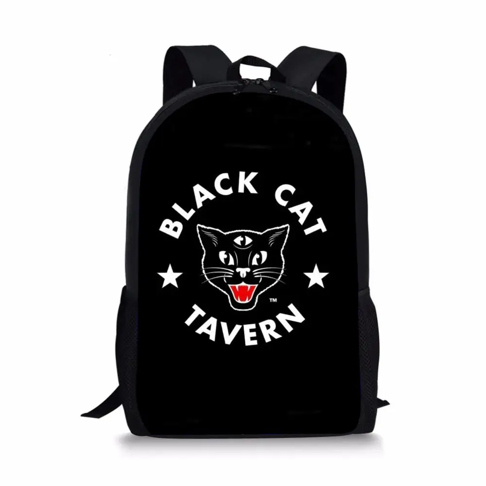 Children's Backpack Cartoon Gothic Cats Prints Pattern School Bag Kids Cute Book Bag Teenager Girls Schoolbags Mochila