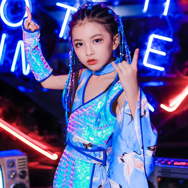

Kids Jazz Dance Costumes Chinese Style Modern Street Dance Performance Stage Clothes Girls Hip Hop Dance Festival Outfit
