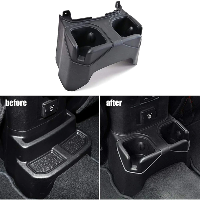 car rear cup holders cap for jeep wrangler jl 2018 2021 rear central console floor mounted drink holders free global shipping