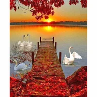 5d diy diamond painting swan scenery full square round drill diamond embroidery cross stitch crystal wall painting
