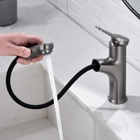 black brass pull out bathroom basin sink faucet hot cold water mixer tap black faucets crane with spray bathroom faucet