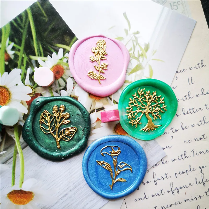 Штамп для печати растений листьев цветов воска бамбук Подсолнух утро слава древо