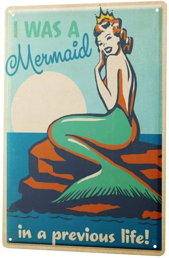 

SINCE 2004 Retro Tin Sign Metal Plate Decorative Sign Home Decor Plaques Wall Decor Plate Mermaid Rock Metal Wall Plate 8X12