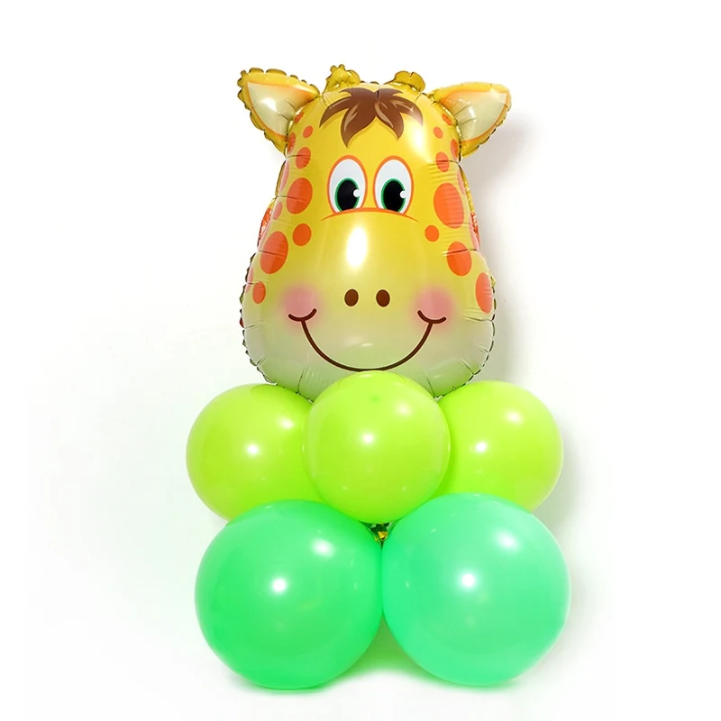 9pcs balloon3 Мультфильм Сафари вечерние животных одноразовая посуда наборы детских празднований дня рождения джунгли вечерние поставки для маленьких мальчиков пользу ко дню рождения - Цвет: 9pcs balloon3