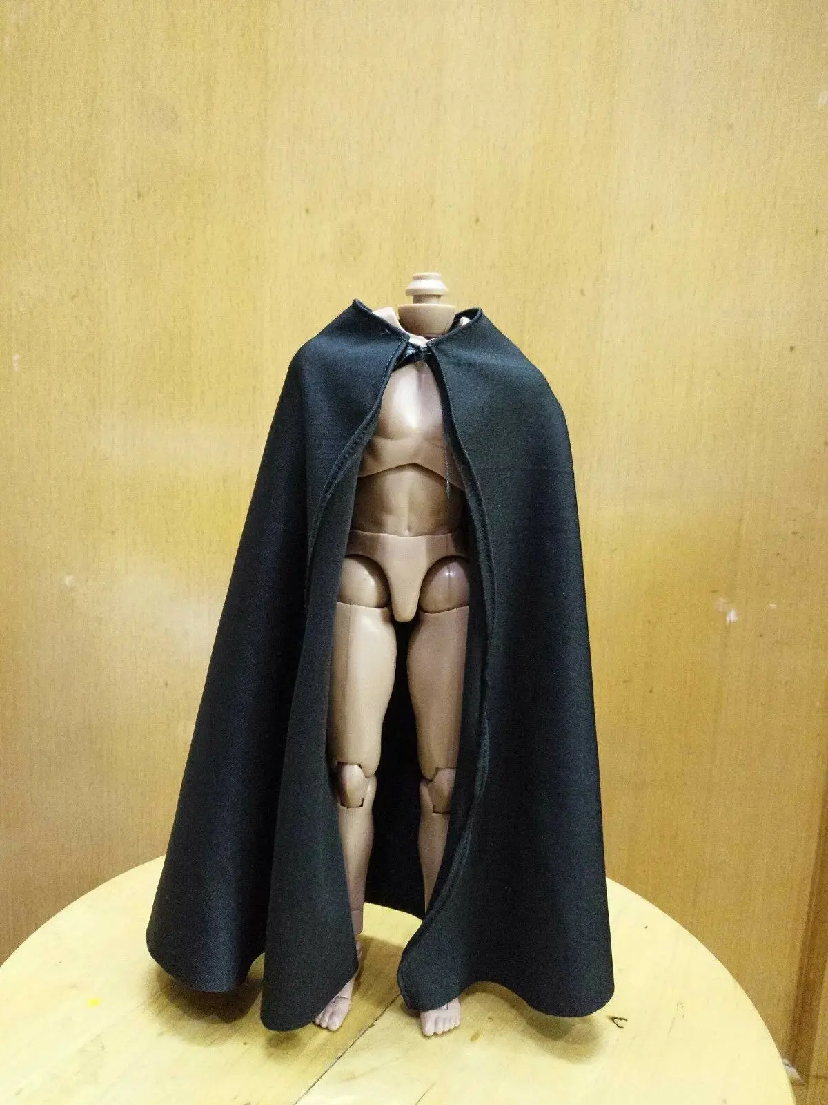 

1:6 Scale Black Handmade CLoak Cape Model For 12" PH HT Male Figure Body Doll