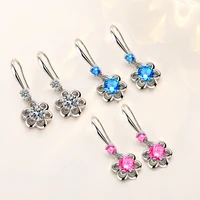 womens fashion cute romantic flower drop earrings crystal aaa zircon six leaves helianthus dangle earring piercing accessories