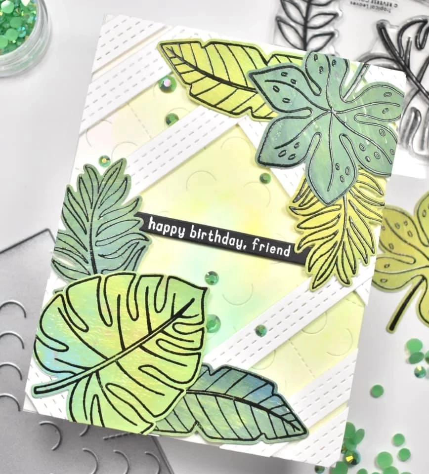 

Tropical rain forest leaves metal cutting embossing knife die DIY scrapbook card paper process blade template punching blade die