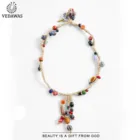 Ожерелье женское плетеное с бусинами Vedawas, разноцветное, летнее, праздничное, ожерелье с природным камнем