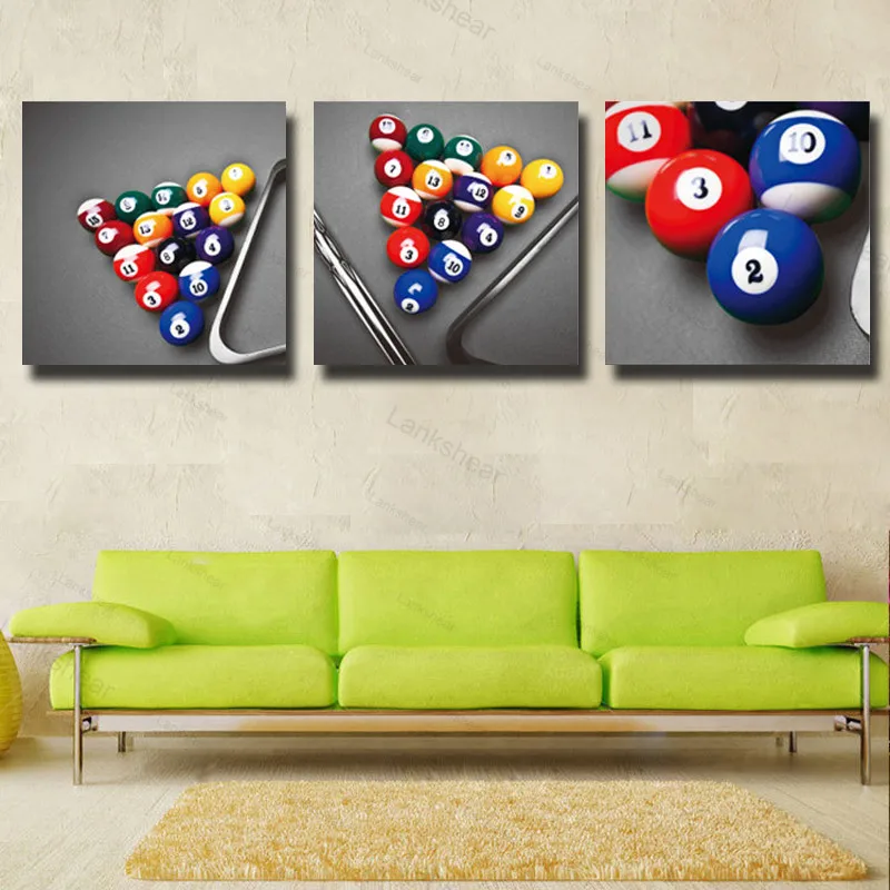 3 предмета красочные бильярдный шар печать холст картина Современные картины на