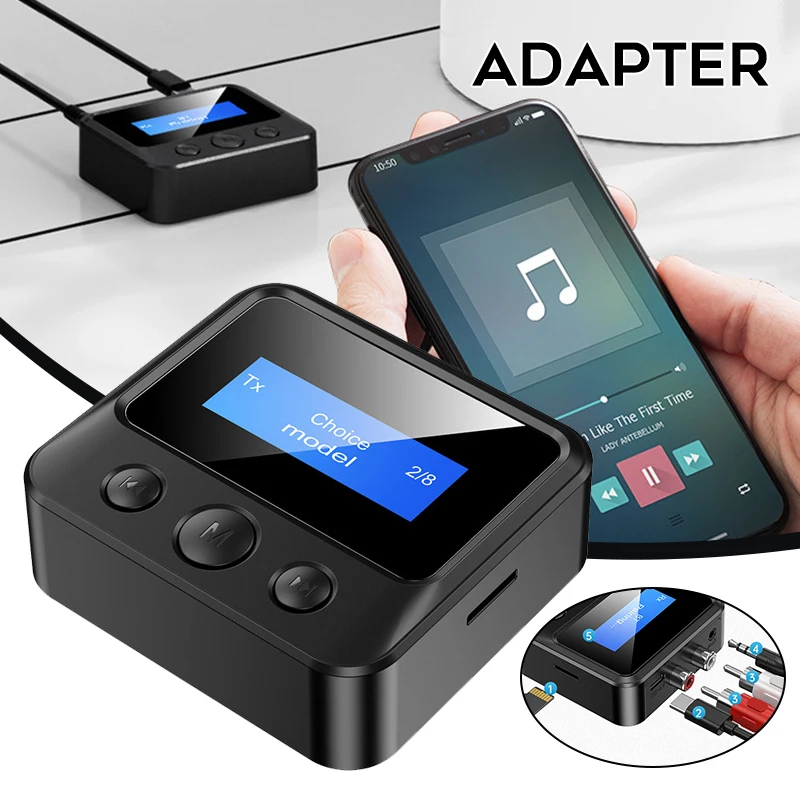 

Bluetooth-совместимый 5,0 аудио приемник передатчик USB ЖК-дисплей Мини 3,5 мм Aux RCA беспроводной адаптер DF