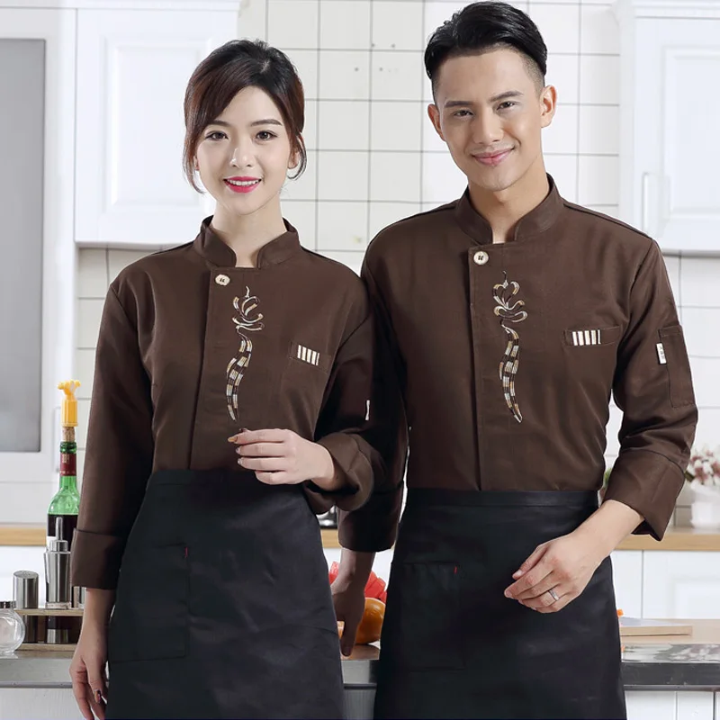 Рабочая одежда для официанта с длинным рукавом пальто отеля ресторана уборки