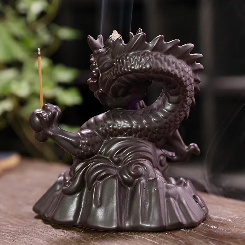 

7-Color Backflow Incense Burner Handmade Ceramic Dragon Creative Waterfall Home Decoration Use In Home Teahouse