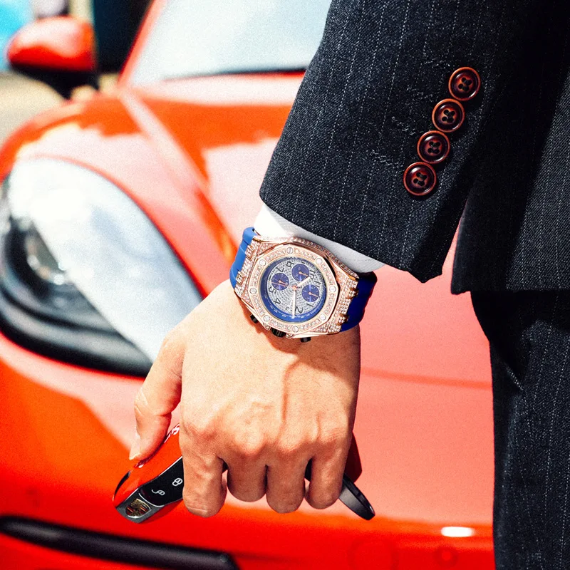 

Men's Watch Brand Non-Mechanical Watch Retro Personalized Diamond-Embedded Large Dial Timing Function Luminous Quartz Watch