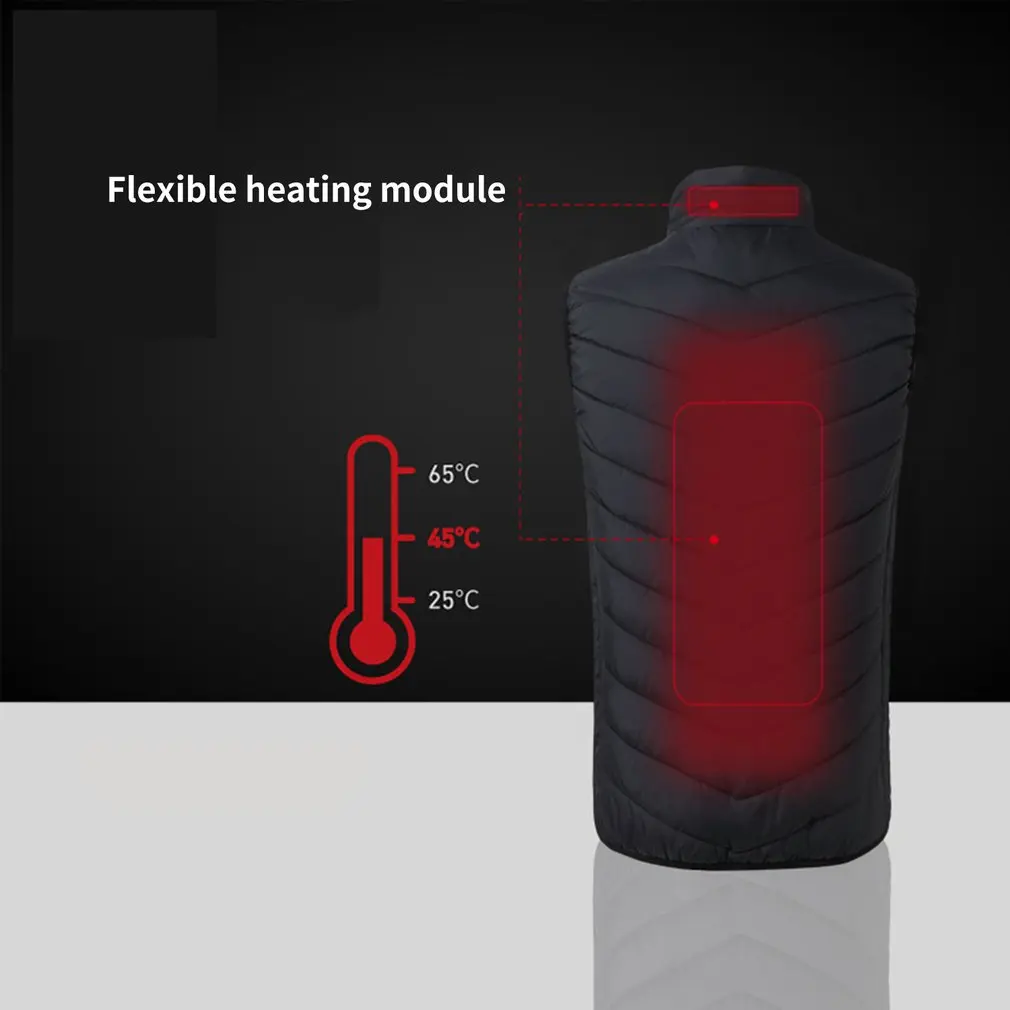 

Men's Electric Heated Warm Cotton Vest USB Heating Vest Winter Thermal Cloth Feather Camping Hiking Warm Hunting Jacket