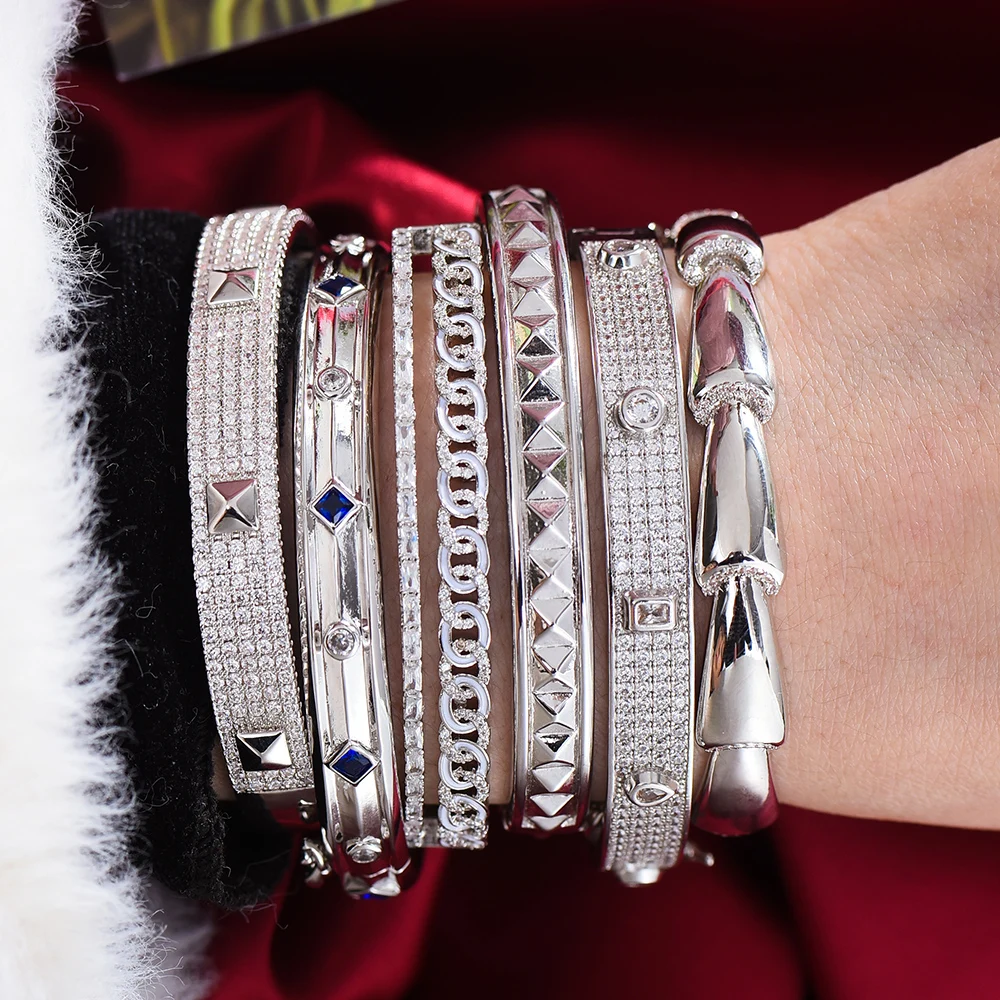 

missvikki Luxury High Quality Trendy Cool Punk Stackable Sparkly Bangle Mix Match For Women Wedding Bridal brincos 2021 Bracelet